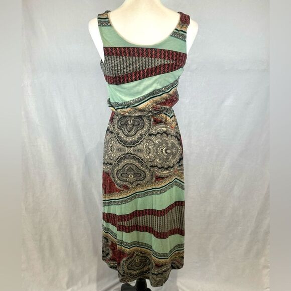 Mint green and red geometric print dress size medium - Picture 3 of 5